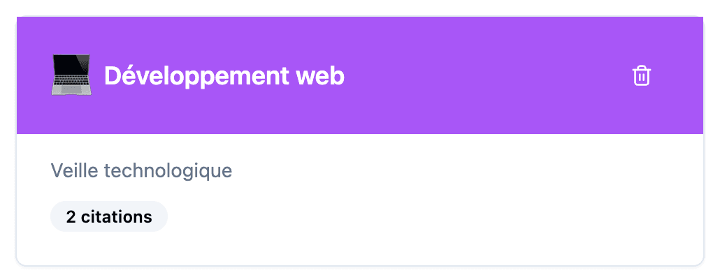 Vue des collections avec icônes
